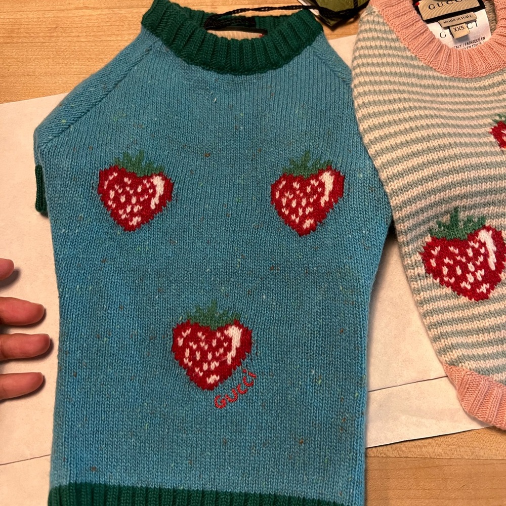 Gucci DOG petals sweater with strawberries XS